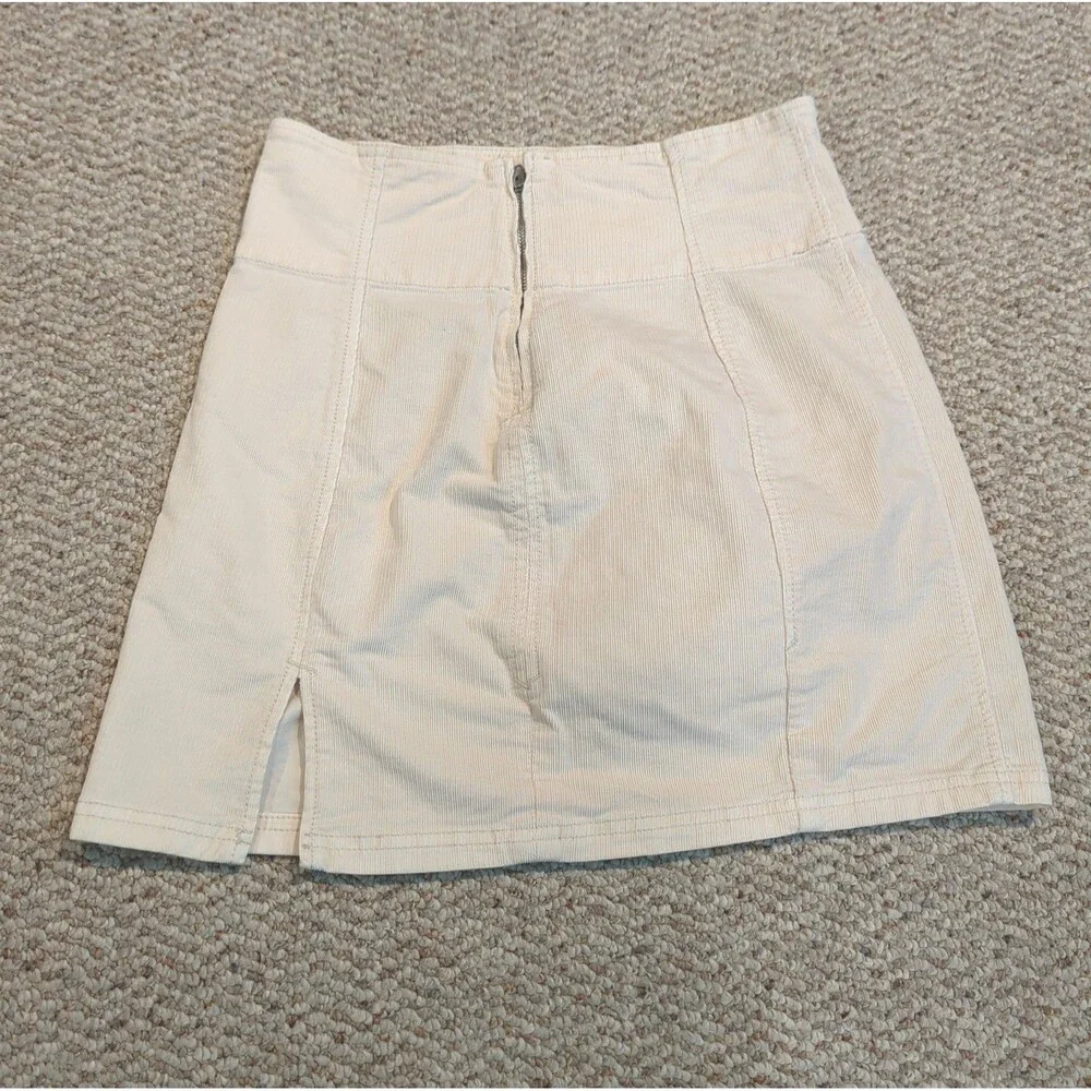 Free People Corduroy Mini Skirt Womens 8 Beige Boho Festival Zip